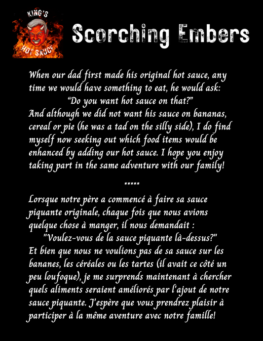 Kingâs Hot Sauce: Scorching Embers